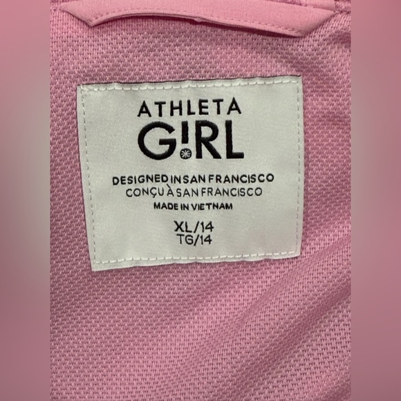 Athleta Girl Pink Blue Happy-Go-Lucky Full Zip Hoodie Jacket XL 14 Tie Dye - Picture 4 of 6